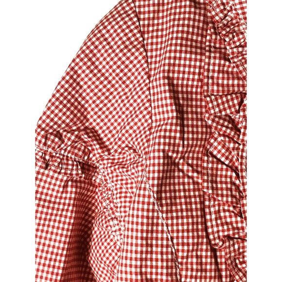 Jottum NWT Red Gingham Girls 6 Top Dutch Euro Retail $92 Button Front Ruffle - Picture 3 of 9